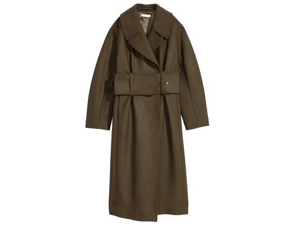 Zielony płaszcz z domieszką wełny H&M, cena, ok. 599 zł