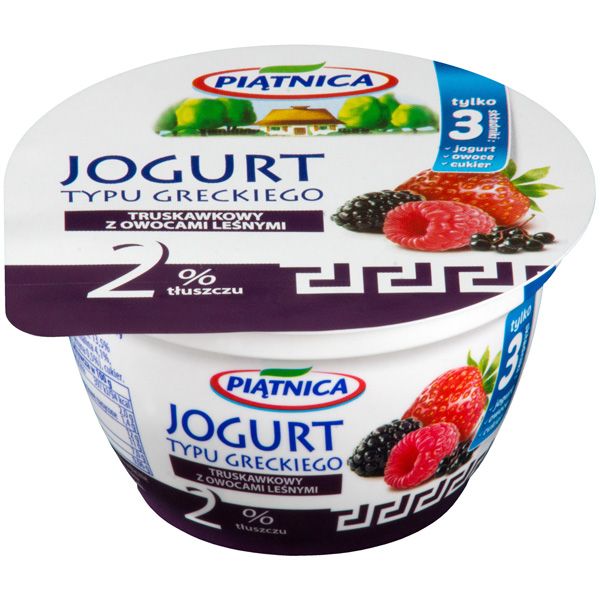 Jogurt typu greckiego, truskawkowy z owocami leśnymi - Piątnica