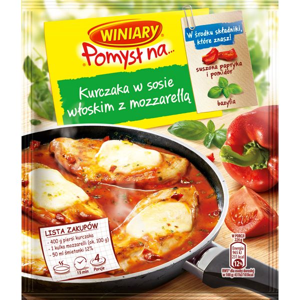 Kurczak w sosie włoskim z mozzarellą, Winiary