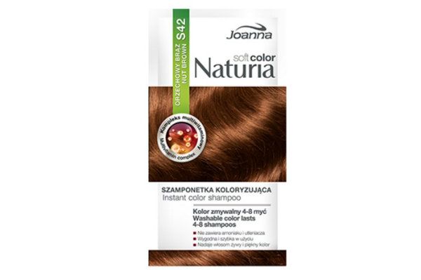 Naturia soft color saszetka szamponetka orzechowy brąz Joanna, cena: ok. 3 zł.