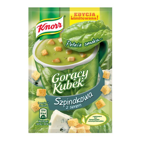 Nowości spożywcze, sierpień 2014: Gorący Kubek o smaku szpinakowym