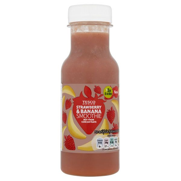 Nowości spożywcze, sierpień 2014: smoothie truskawkowo-bananowe, Tesco