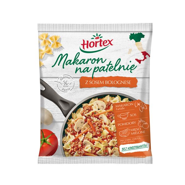 Nowości spożywcze, październik 2014: makaron na patelnię z sosem bolognese - Hortex