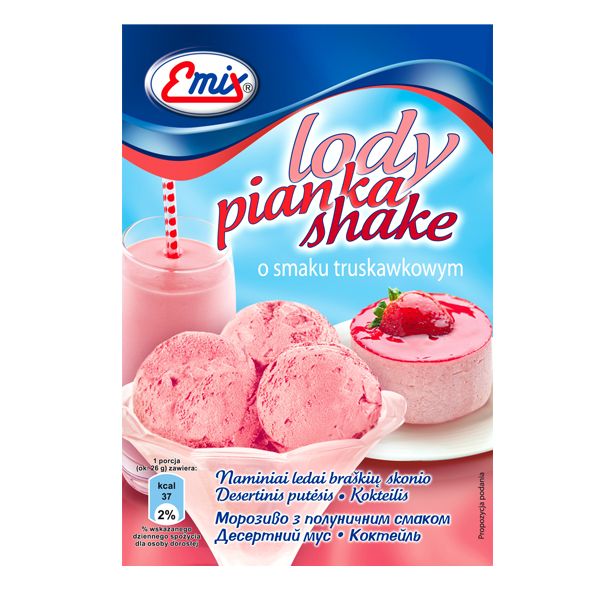 Nowości spożywcze, wrzesień 2014: Lody&Pianka&Shake o smaku truskawkowym