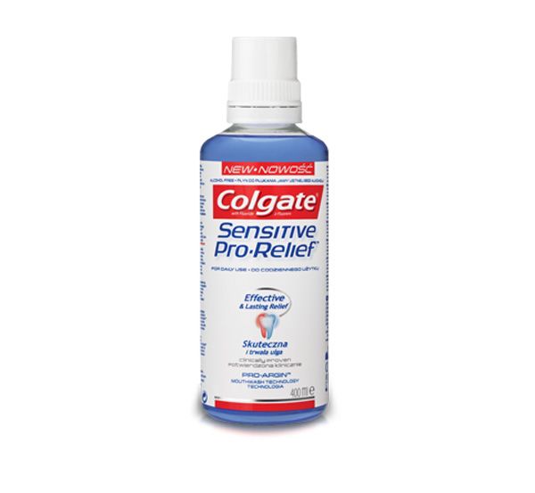 Płyn do płukania jamy ustnej na nadwrażliwość Colgate Sensitive Pro Reliefe, cena ok. 14 zł (opakowanie 400 ml)