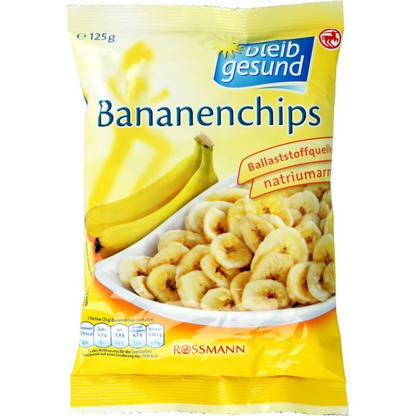 Suszone plasterki banana Bleib Gesund, Rossmann, cena ok. 5 zł
