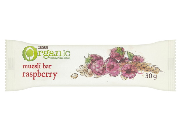 Batonik muesli malinowy, do kupienia w Tesco