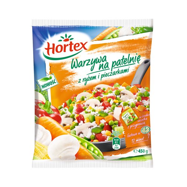 Nowości spożywcze lipiec 2014: warzywa na patelnię z ryżem i pieczarkami, Hortex