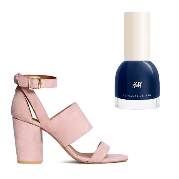 Sandałki H&M, cena 279 zł i lakier do paznokci H&M, cena 14,90 zł