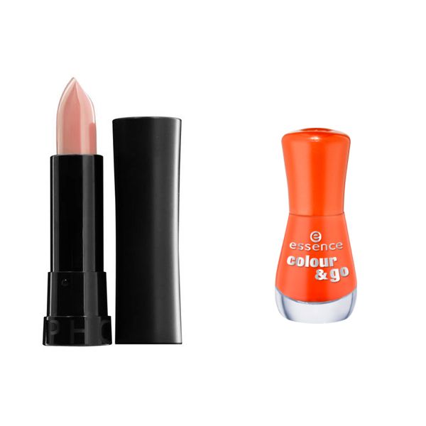 Szminka Sephora, cena 55 zł i lakier do paznokci Essence, cena 7 zł