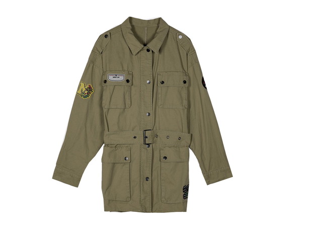 Kurtka militarna z naszywkami stradivarius, cena, ok. 119 zł