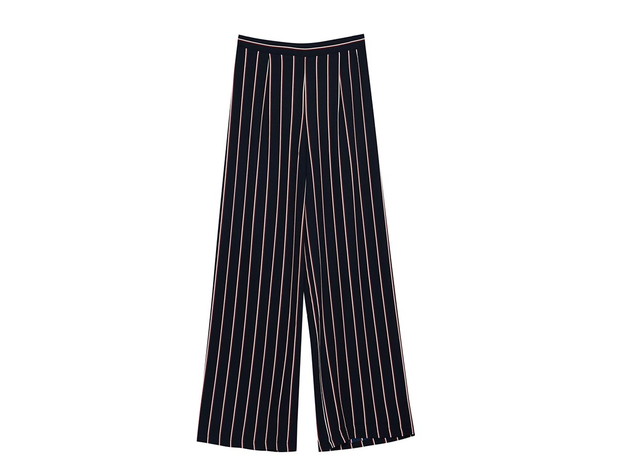 Spodnie szerokie w prążki Pull&Bear, cena, ok. 89 zł