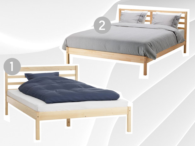 1. Rama łóżka UBBY Jysk, cena 429 zł, 2. rama łóżka TARVA Ikea, cena 679 zł
