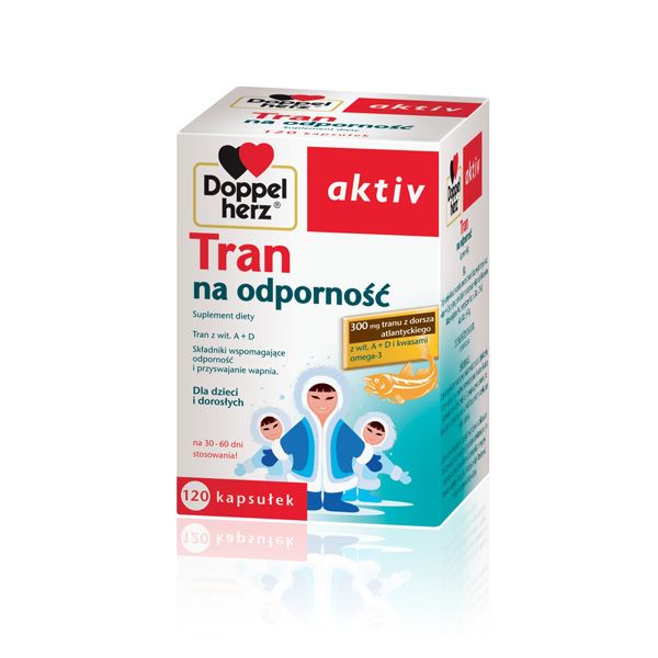 Tran dla dzieci i dorosłych Dopperlherz Activ, cena ok. 15 zł (opakowanie 120 kapsułek)