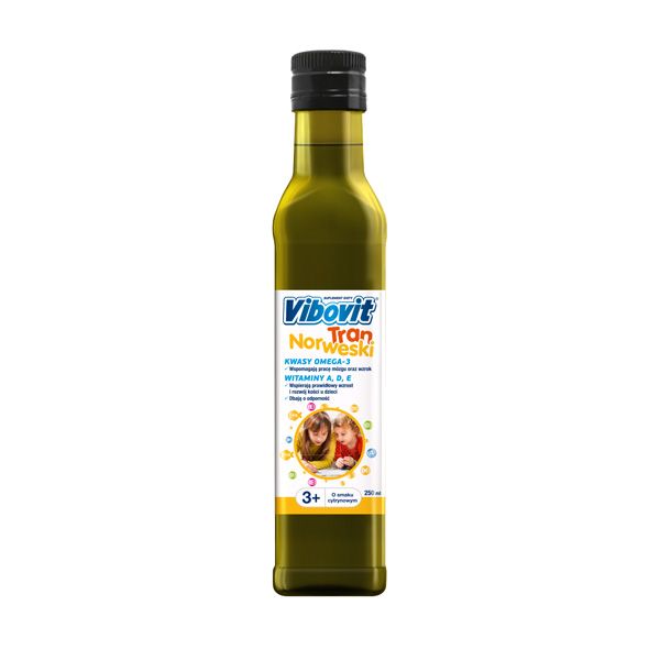 Vibovit Tran Norweski dla dzieci, cena ok. 25 zł (opakowanie 250 ml)