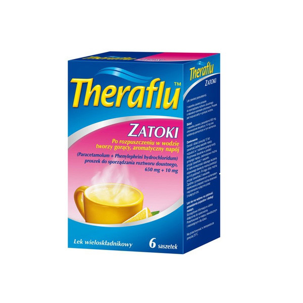 Theraflu Zatoki, ok. 15 zł (opakowanie 10 saszetek)