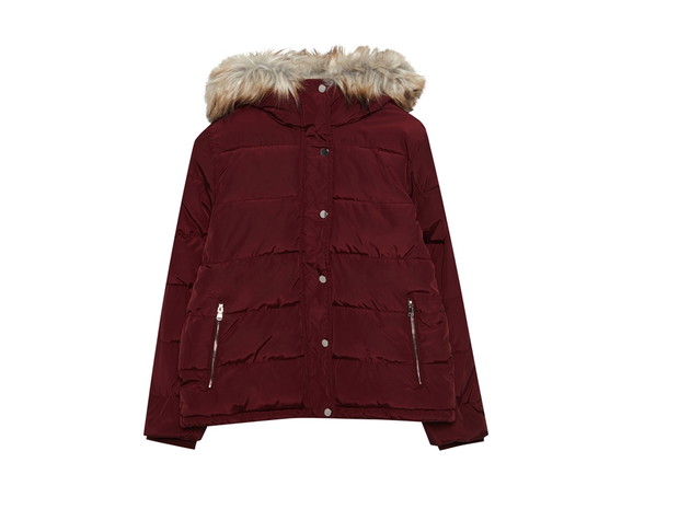 Bordowa kurtka puchowa Pull&Bear, cena, ok. 199 zl
