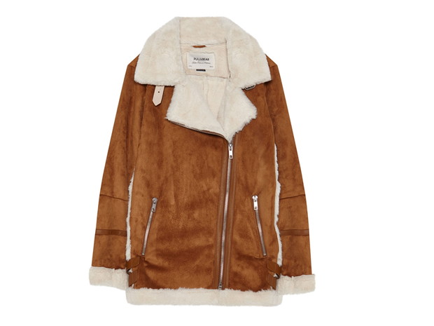 Brązowy kożuch Pull&Bear, cena, ok. 249 zł
