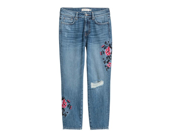 Dżinsy z haftami H&M, cena, ok. 149,90 zł