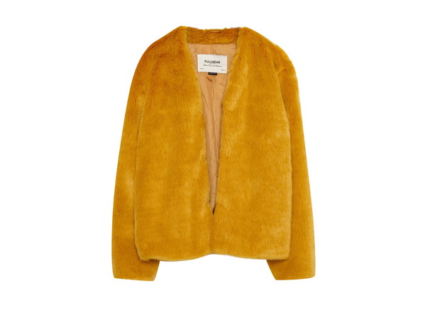 Żółte futro Pull&Bear, cena, ok. 139 zł