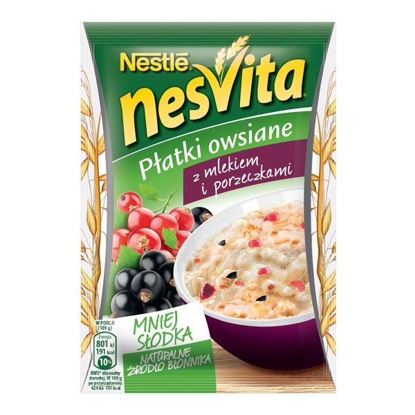 Nowości spożywcze kwiecień: Nesvita płatki owsiane z mlekiem i porzeczkami
