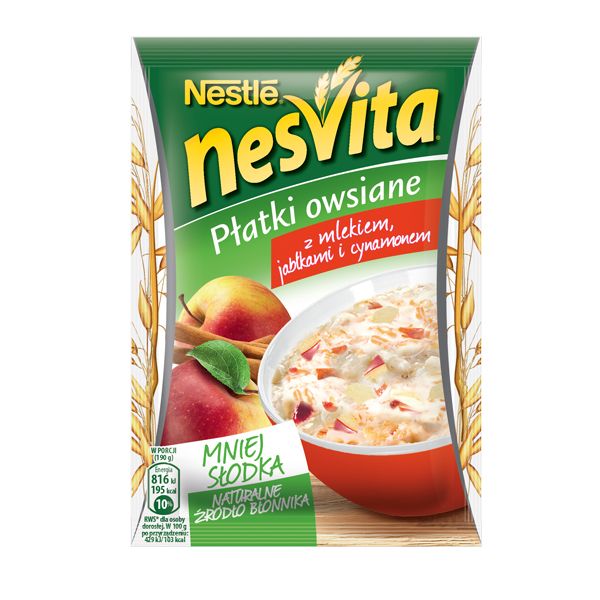 Nowości spożywcze kwiecień: Nesvita płatki owsiane z mlekiem, jabłkami i cynamonem