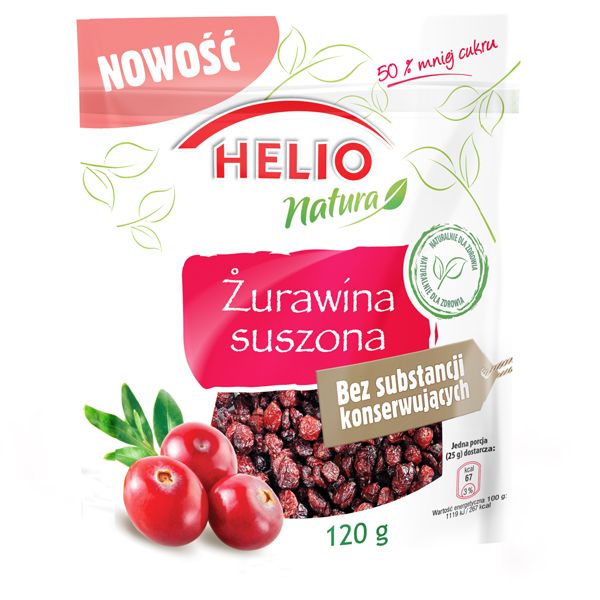 Nowości spożywcze kwiecień: żurawina suszona, Helio