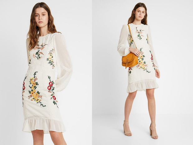 Biała sukienka z haftami, Hope&Ivy Tall (zalando.pl), cena ok. 629,00 zł