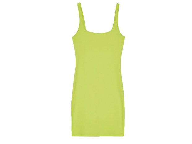Limonkowa sukienka w prążki, Bershka, cena ok. 59,90 zł