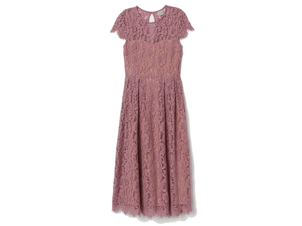 Różowa sukienka midi H&M, cena, ok. 279,99 zł