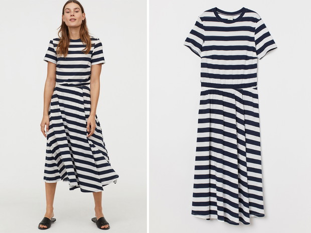 Sukienka midi w paski H&M, cena, ok. 99,90 zł