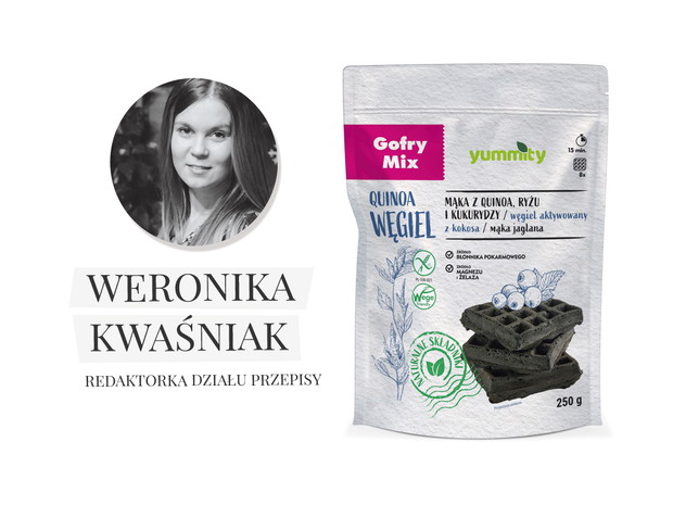 Czarne gofry z węglem aktywowanym, Yummity, cena ok. 13 zł