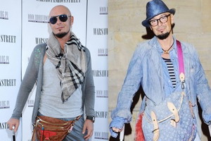 Tomasz Jacyków z podróbkami Louis Vuitton