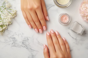 manicure french z brokatem