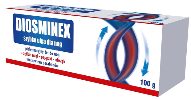 Diosminex Szybka ulga dla nóg (polecany dla osób z syndromem ciężkich nóg oraz ze skórą skłonną do pajączków naczyniowych i rozszerzonych lub kruchych naczynek), cena: ok. 20 zł