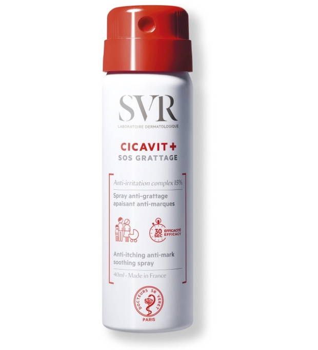 Spray przeciwświądowy o działaniu kojącym i zapobiegającym powstawaniu śladów na skórze CICAVIT + SOS GRATTAGE, cena: 54 zł/40 ml