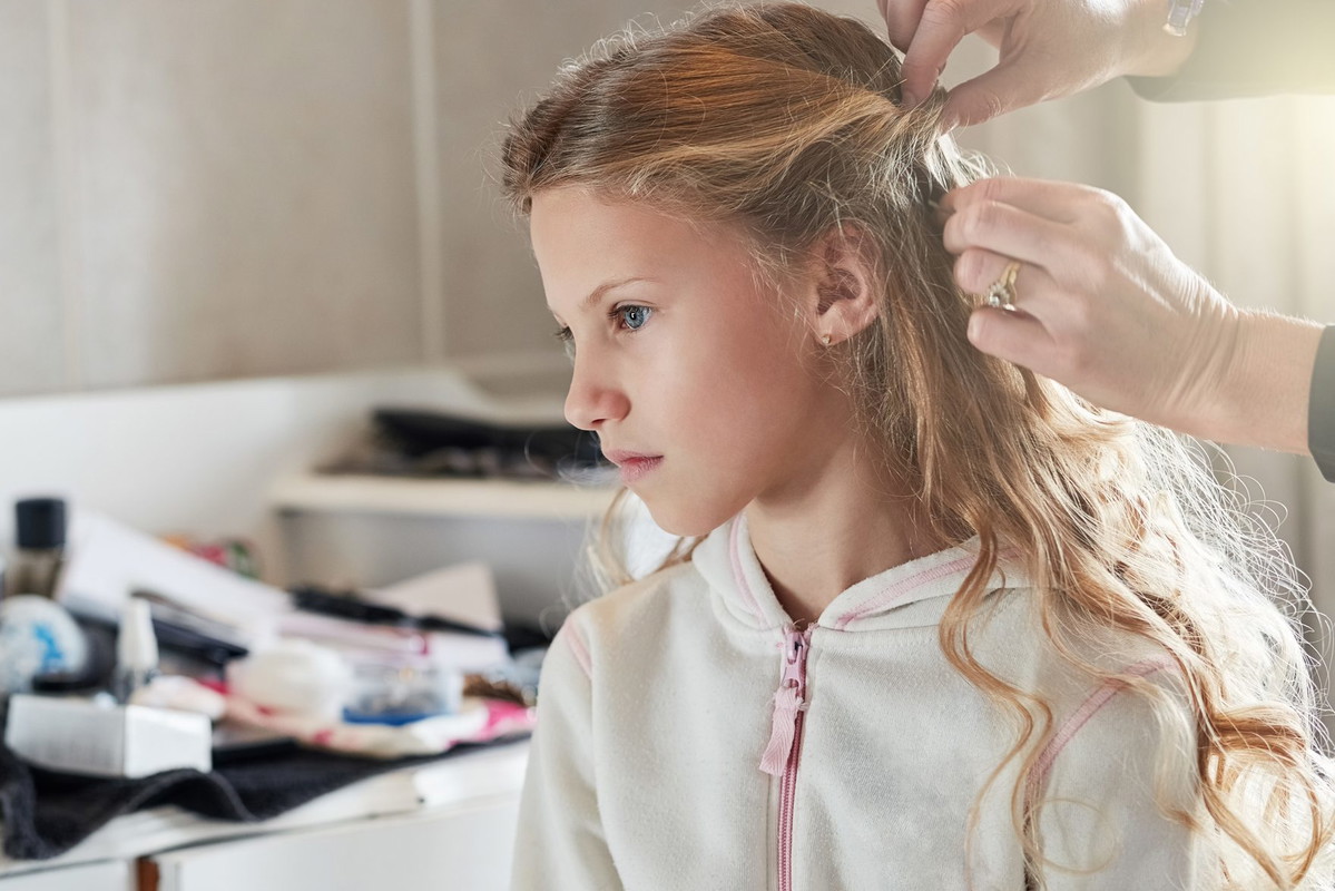 Getting her hair done
