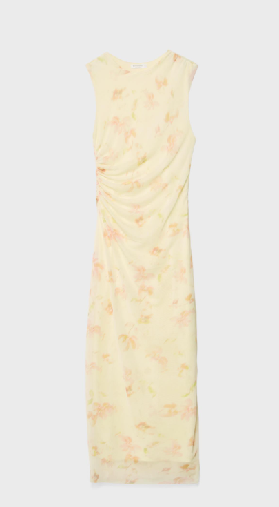 maxi sukienka butter yellow ze stradivariusa