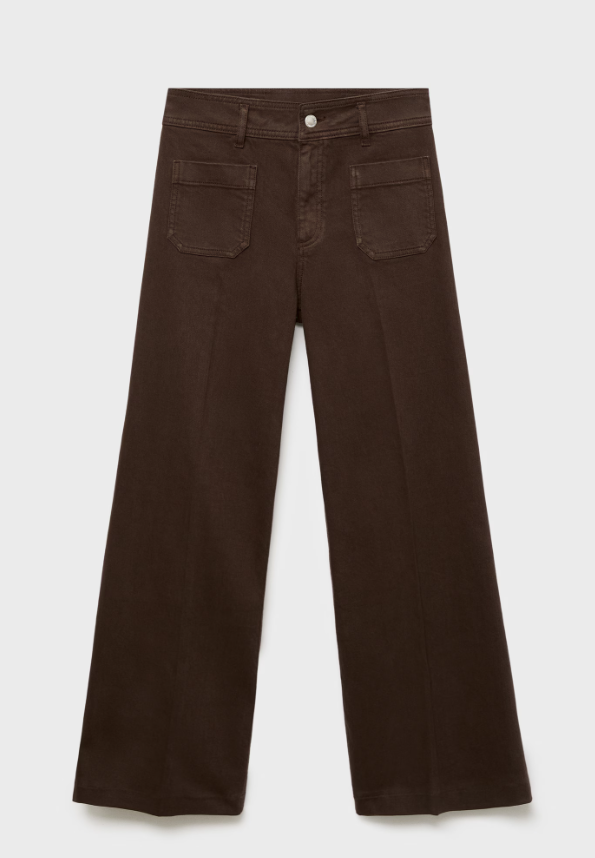 czekoladowe jeansy wide leg z mango