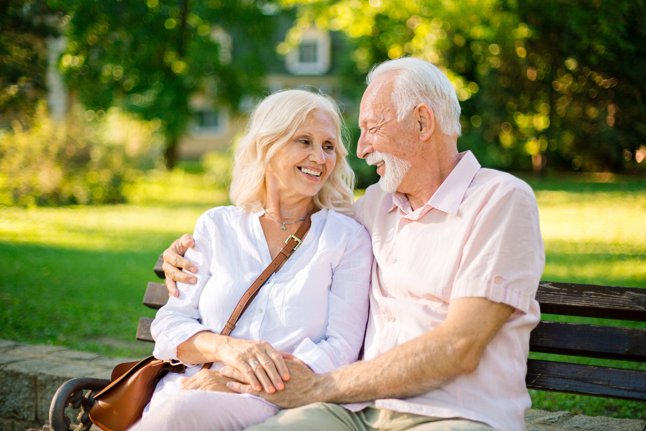 Happy senior couple enjoying a sunny day outdoors