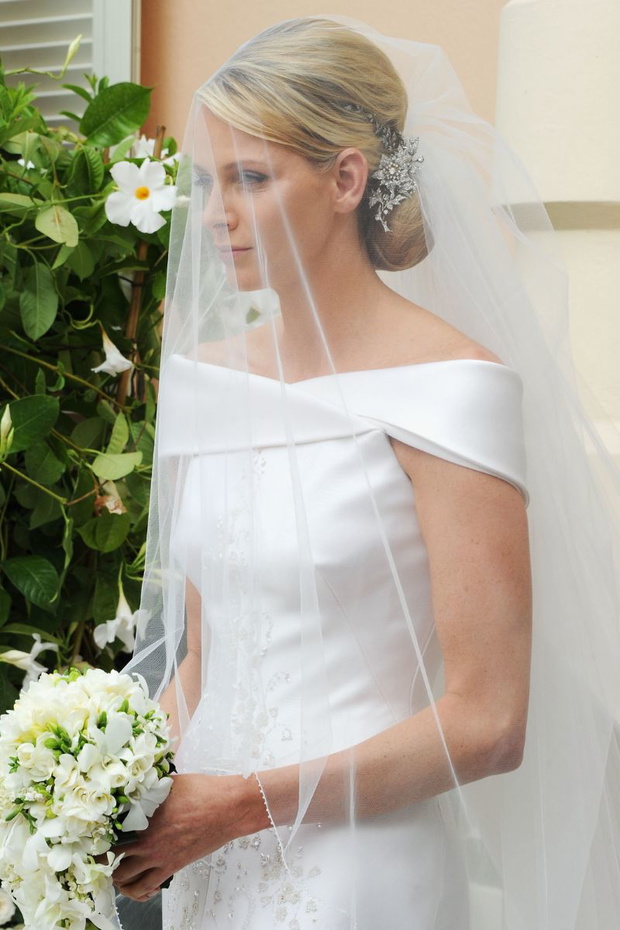 Charlene Wittstock w sukni ślubnej