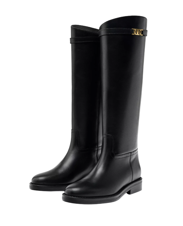 Skórzane kozaki oficerki z Massimo Dutti