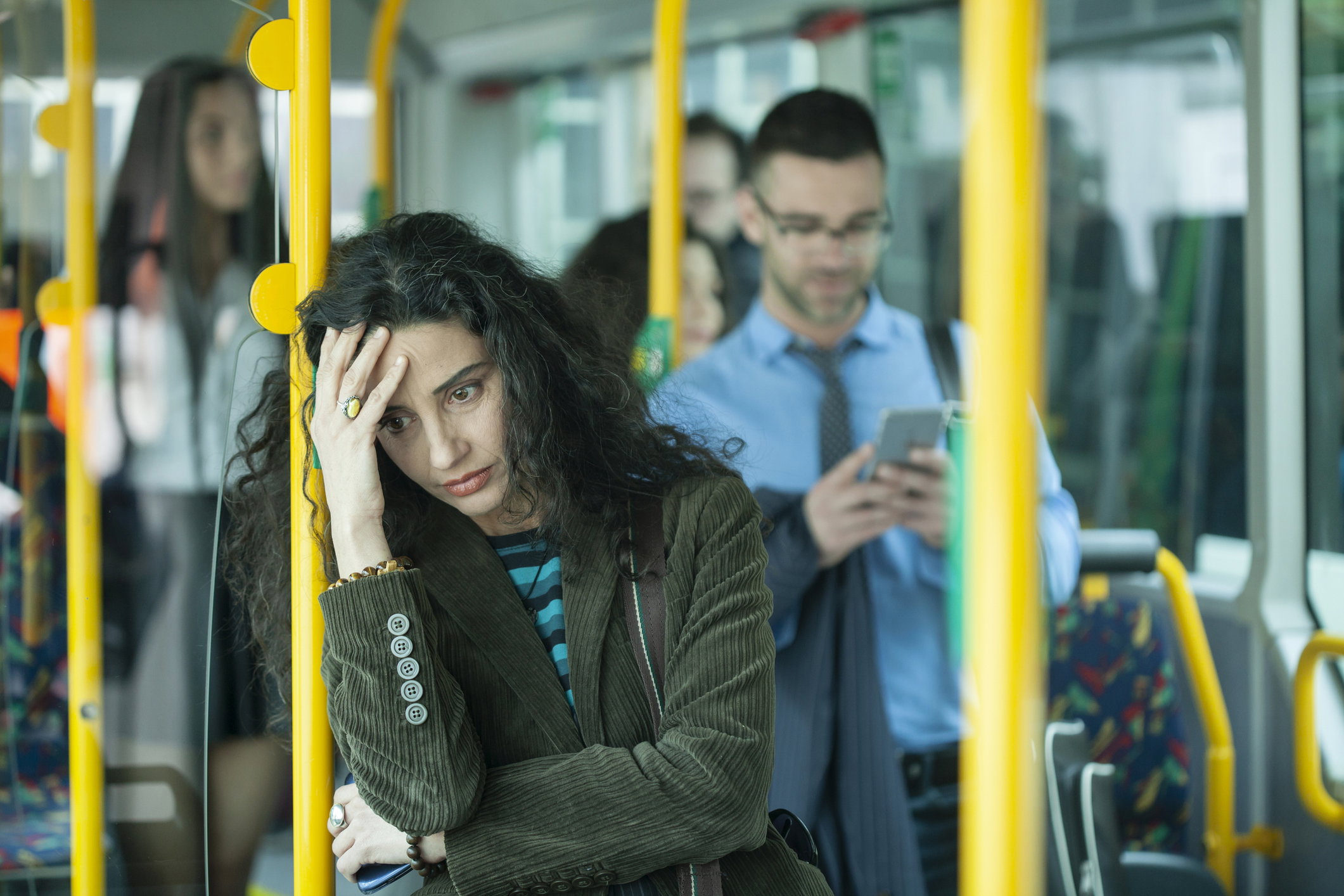 Woman in a bus