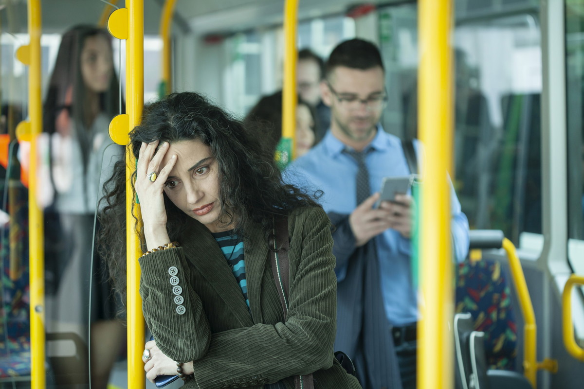 Woman in a bus
