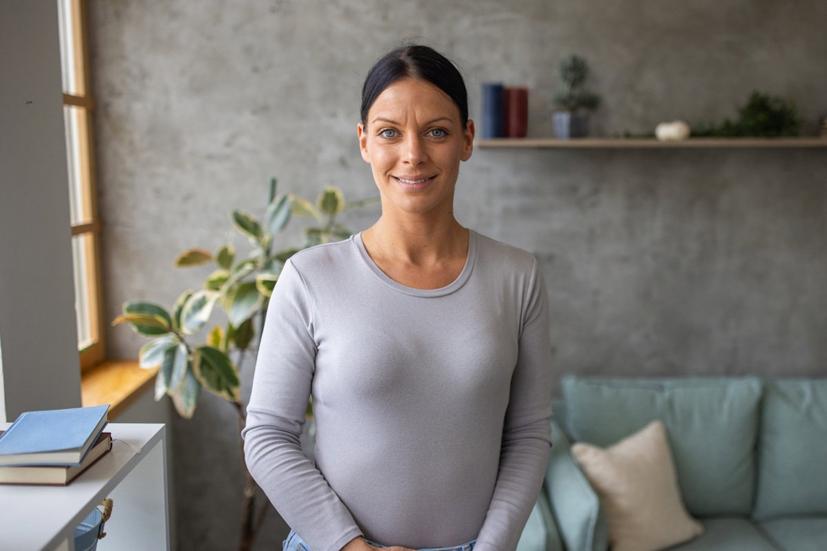 Portrait of a woman in a living room