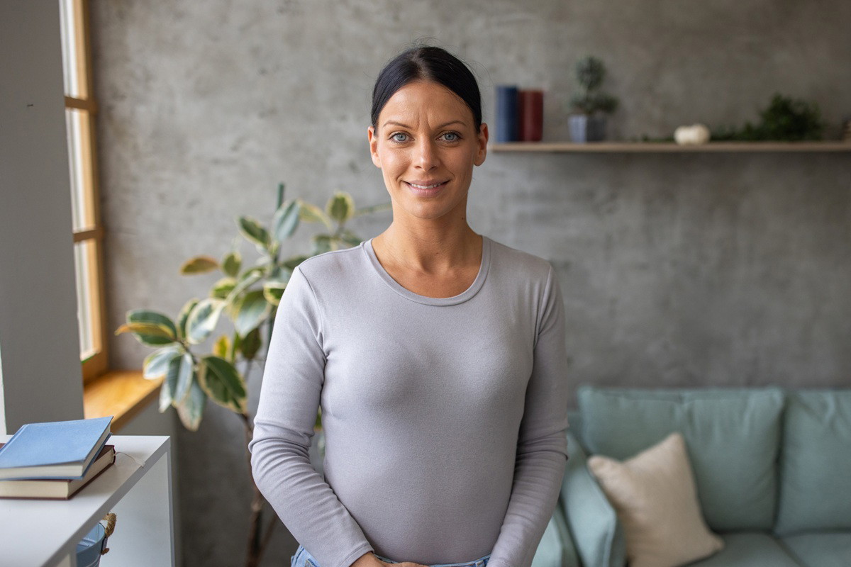 Portrait of a woman in a living room