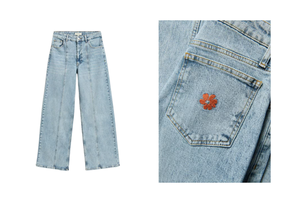Jeansy wide leg z przeszyciem z Reserved