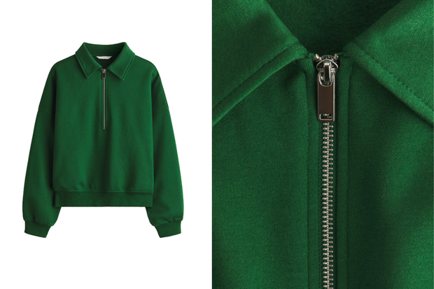 Zielona bluza dresowa z kołnierzykiem i suwakiem z H&amp;M