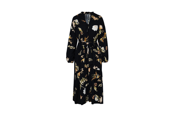Czarna sukienka maxi w kwiaty Naree
