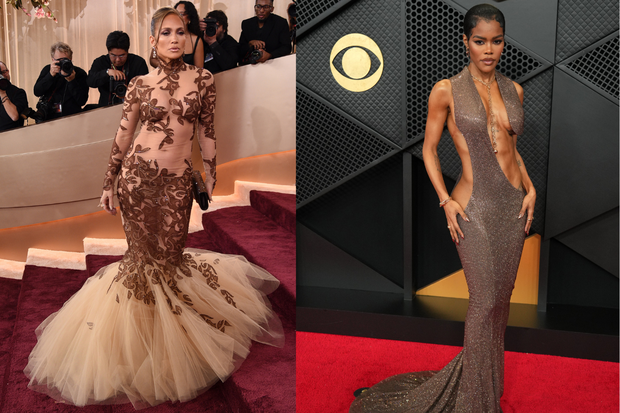 Jennifer Lopez i Teyana Taylor w ABS Dress